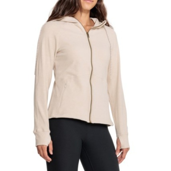Avalanche Jackets & Blazers - Avalanche Double Peached Hoodie Full Zip Jacket Womens Large Beige Fleece $98